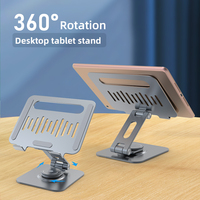 Support iPad pliable et réglable en alliage d'aluminium, rotation à 360°, avec aérations de refroidissement, double fixation ultra-résistante, design polyvalent