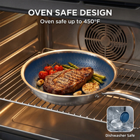 Ensemble de poêles de cuisson hybrides en acier inoxydable 18/10 antiadhésives à structure alvéolée, robustes et de grande taille, pour la cuisson des œufs