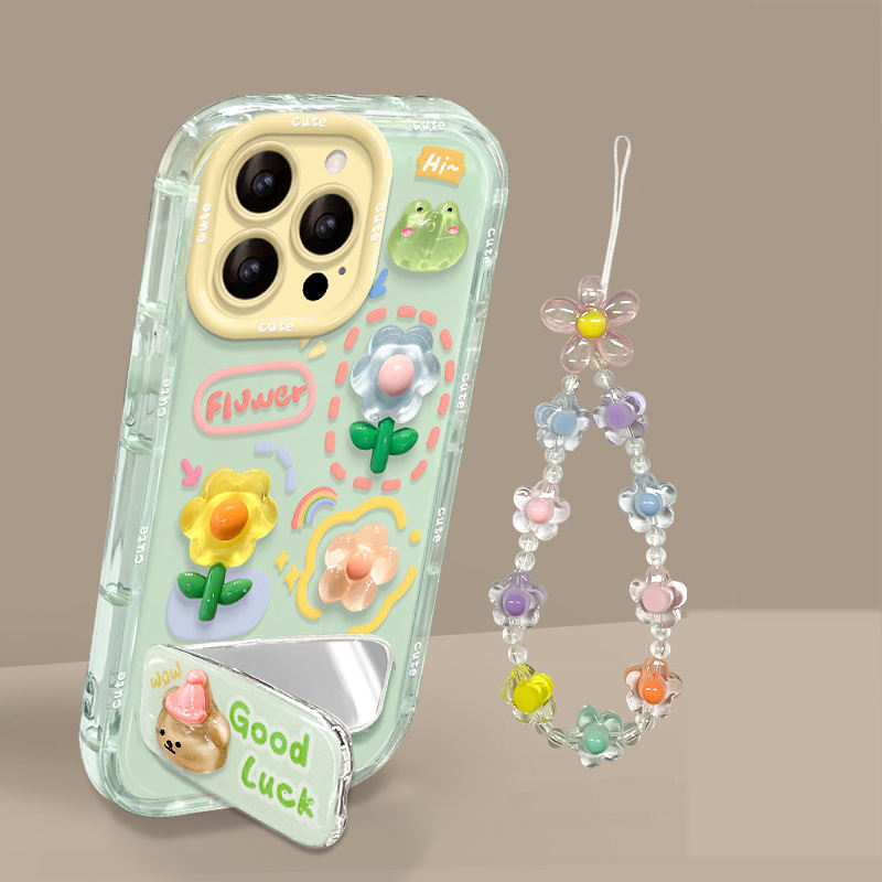 Grenouille verte transparente avec chaîne + miroir