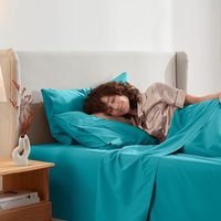 Ensemble de draps pour lit queen size - en coton peigné uni - anti-déchirure - 4 pièces - poches profondes |   Surfaçage ultra-doux de 16 pouces prêt à l'emploi