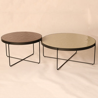 Table basse ovale en panneau rustique antique de luxe, design industriel en fer durable, salon, écologique, facile à nettoyer, réglable