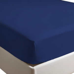 Drap-housse 100% coton bleu, lit simple français 90x190cm - Product Image 3