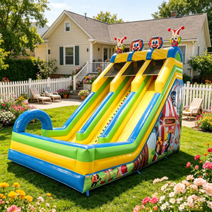 Toboggan Gonflable Commercial Clown de <span class=keywords><strong>Cirque</strong></span> à 3 Voies, Grand Toboggan Gonflable Sec Extérieur en PVC pour Enfants et Adultes - Product Image 1