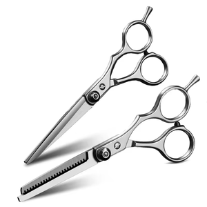 Ciseaux à cheveux en acier inoxydable, ciseaux de barbier courbés, lame détachable, outil de coupe pour salon de coiffure - Product Image 1