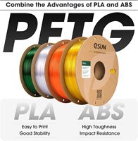 Filament PETG ESUN 1KG pour imprimante 3D, bobine de 1,75 mm, noir uni, précision dimensionnelle +/- 0,05 mm, tiges en plastique 3D, moulage inclus