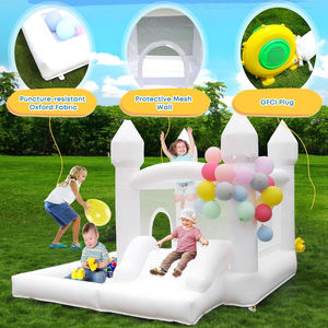 Château gonflable 9x9x7 pieds, blanc, avec toboggan et piscine à balles, décoration de fête de mariage et pour enfants en intérieur et en extérieur - Product Image 3