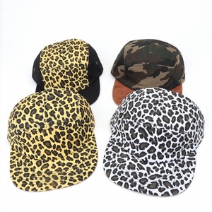 Leopard Print <b>Flat</b> Brim Five Panel Cap Unisex Spring Summer Casual Canvas Adjustable <b>Hat</b> - Product Image 2
