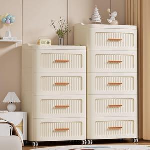 Cajonera <span class=keywords><strong>de</strong></span> Plástico Beige <span class=keywords><strong>de</strong></span> 4 Niveles <span class=keywords><strong>para</strong></span> Dormitorio, Organizador <span class=keywords><strong>de</strong></span> Almacenamiento Apilable, Portátil y Duradero <span class=keywords><strong>con</strong></span> <span class=keywords><strong>Ruedas</strong></span> - Product Image 6