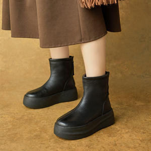 Nouvelles chaussures Chelsea en cuir à lacets pour l'hiver, plateforme confortable pour bottines Chukka, cuir véritable pour femmes, livraison express gratuite - Product Image 3