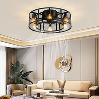 Ventilateur de plafond LED moderne pour chambre à coucher, avec cage en fer, moteur DC, télécommande et éclairage, pour la décoration de la pièce