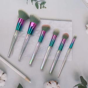 Lot de 5 pinceaux de maquillage à poils en nylon, résistants à l'humidité, avec manche transparent brillant et coloré, pour le visage, le correcteur, le estompeur et le rasage - Product Image 4
