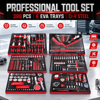 Ensemble d'outils à main professionnels pour mécaniciens de 386 pièces avec inserts en mousse EVA pour coffre à outils, armoire, chariot, garage, réparation