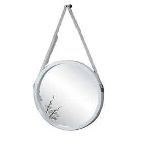 Nordic dressing mirror wall hanging light luxury toilet circular wall hanging rope sample room dressing large round mirror