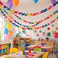 Guirlande de chaînes en papier colorées, décoration de fête DIY, guirlande d'anneaux en papier pour anniversaire, décoration d'arbre de Noël