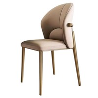 Chaise de salle à manger en cuir de luxe au design moderne avec dossier nordique et structure en acier inoxydable pour restaurant/hôtel