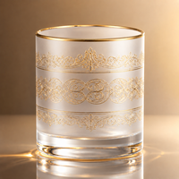 Verre à whisky en cristal haut de gamme avec motif filigrané doré, écologique, fait main, compatible lave-vaisselle pour Scotch/Bourbon