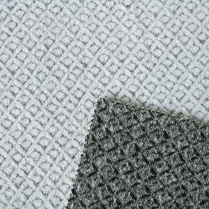 En Stock Livraison Rapide 43% Laine 57% Polyester Noir/Blanc Mélange Diamant Check Loop Tissu Texturé 3D pour Manteau Costume Veste 510GSM - Product Image 5