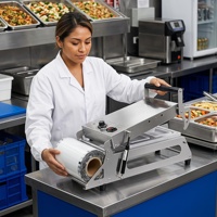 Machine d'emballage semi-automatique YT-280C pour barquettes alimentaires, équipement de scellage pour emballage de repas en boîte à double compartiment intégré