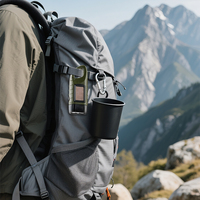Lampe de poche LED portable pour camping en extérieur, dynamo solaire à manivelle, lumière d'urgence avec mini clip de fixation pour porte-clés, lampe de poche pour sac à dos