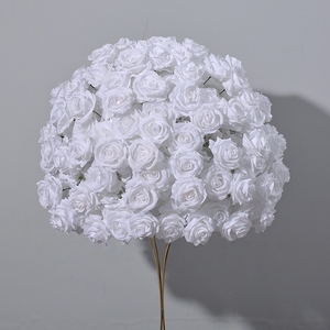 Boule de fleurs artificielles en rose et hortensia blanc pur, décoration pour mariage, événement, centre de table romantique, ornement de fond de fête - Product Image 5