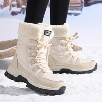 Bottes de neige hautes pour femme, mi-mollet, avec doublure en coton, semelle intérieure en EVA, confortables, imperméables, chaudes et rehaussantes