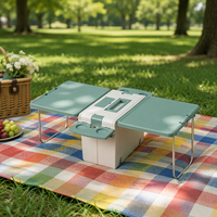 Glacière isotherme pliable en plastique économique de 17 L avec table extensible pour pique-nique, camping, plage, jardin et fêtes