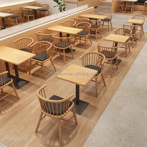 Fast Food Oak Booth Benches Sofa Coffee Shop square Commercial Cafe Wood <b>Restaurant</b> Furniture Table and Chair Booth Seating <b>Set</b> - Product Image 3