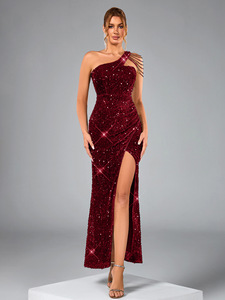 Elegante Vestido de Gala Estilo Vintage para Mujer, Vestido de Poliéster Suave con Cintura Natural, Largo hasta la Pantorrilla, con Lentejuelas, para Primavera y Playa - Product Image 5