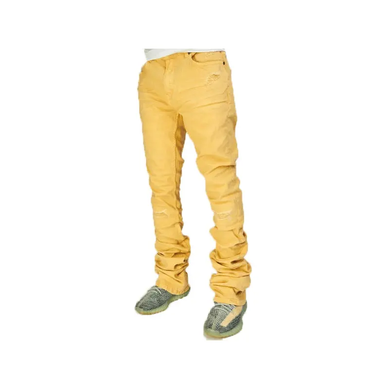 KY Plus Size Stacked Skinny Flare Pantalones largos para exteriores para hombres Jeans Hombre Jeans Pantalones