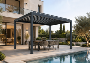 <span class=keywords><strong>Pergola</strong></span> <span class=keywords><strong>en</strong></span> aluminium sur mesure pour patio arrière <span class=keywords><strong>avec</strong></span> système de toiture intelligent <span class=keywords><strong>et</strong></span> portes coulissantes <span class=keywords><strong>en</strong></span> <span class=keywords><strong>verre</strong></span> sans cadre - Product Image 4