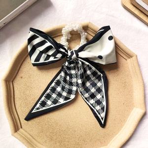 Accesorios para el cabello para niña y mujer, lazo de perlas, banda elástica, scrunchi, scrunchies de perlas con cinta larga - Product Image 6