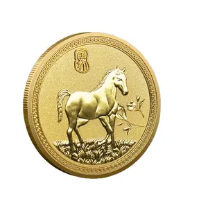 カスタムメタル中国干支馬コインコレクション用オリジナル記念バイメタルコイン