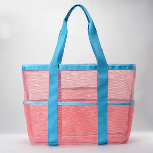Bolsa grande personalizada para <span class=keywords><strong>piscina</strong></span>, colorida bolsa de playa de malla de verano para juguetes familiares, vacaciones, esencial, a prueba de arena con bolsillos - Product Image 4