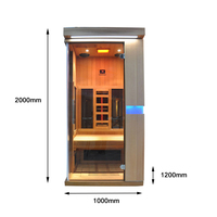 Sauna infrarroja de madera de cedro rojo de espectro completo para 1 persona, calentador EMF bajo para uso en apartamento/dormitorio
