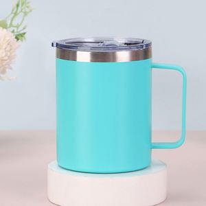 Mug à café en acier inoxydable de 12 oz avec poignée, tasse isotherme à double paroi sous vide avec couvercle pour boissons d'hiver et d'été - Product Image 3