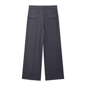 Nuovo abbigliamento da <span class=keywords><strong>donna</strong></span> 2024 <span class=keywords><strong>pantaloni</strong></span> pieghettati <span class=keywords><strong>gessati</strong></span> di nuova moda <span class=keywords><strong>pantaloni</strong></span> Casual da <span class=keywords><strong>donna</strong></span> con cerniera a vita alta retrò - Product Image 2