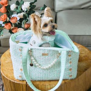 Lüks çiçek desenli tek omuzlu taşıma köpek sırt çantası küçük boy evcil hayvan taşıyıcı fermuar moda seyahat yürüyüş köpek sırt çantası - Product Image 1