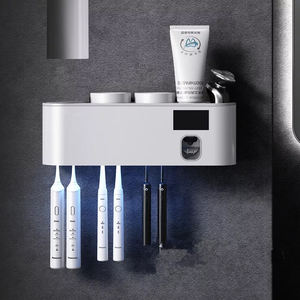 Juego <span class=keywords><strong>de</strong></span> accesorios para baño, <span class=keywords><strong>dispensador</strong></span> <span class=keywords><strong>de</strong></span> <span class=keywords><strong>pasta</strong></span> dental montado en la pared con soporte <span class=keywords><strong>uv</strong></span> para cepillo <span class=keywords><strong>de</strong></span> dientes - Product Image 4