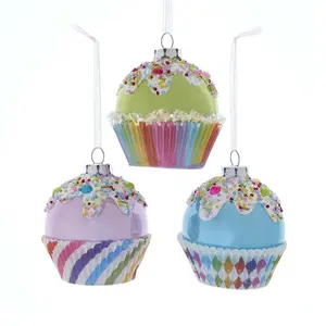 Personalized China Supplier Home Food Decoration Glass Baubles Cakes Christmas Tree Ornaments