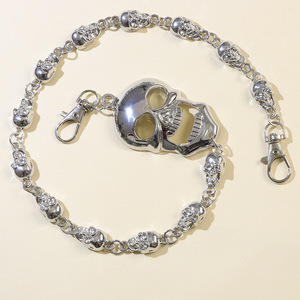 Chaîne de taille squelette en argent tibétain, grand crâne, style punk, accessoire décontracté hip-hop - Product Image 2