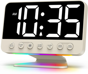 Horloges-réveils numériques <span class=keywords><strong>pour</strong></span> chambres à coucher : Grandes chiffres lumineux, <span class=keywords><strong>5</strong></span> niveaux de luminosité réglables – Facile à lire de l'autre côté de la pièce – <span class=keywords><strong>5</strong></span> sons d'alarme - Product Image 1