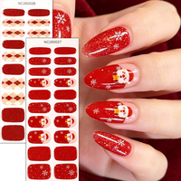 Prêt à expédier – Bandes de gel semi-durcies non toxiques pour ongles, 20 embouts, motif sapin de Noël, écossais, vert, rouge, pailleté, pour manucure DIY