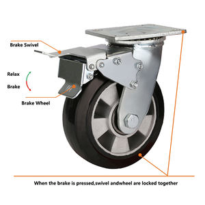 Schwenk bremse <span class=keywords><strong>Omni</strong></span> Directional Elastic Black Rubber Aluminium Kernst reifen Pneumatischer Industrie wagen Hoch leistungs räder Rollen - Product Image 5