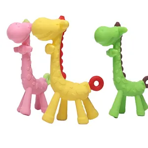 Silicone Girafa-shaped Baby Teether Baby Chewing Toy Soft Funny Toy Fornecido Unisex Brinquedos para Bebê 6 Meses de Silicone Velho Chocalho