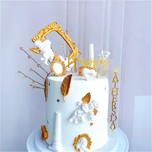 Design de gâteau d'anniversaire, 1 pièce, Vertical à l'arrière en or pour gâteau