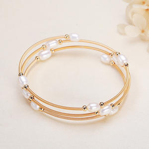 Handmade Copper <b>Gold</b>-Plated Winding <b>Bracelet</b> Simple Exquisite Zhuji Freshwater Pearl Droplet Shaped Fashion <b>Beaded</b> <b>Bracelet</b> - Product Image 4