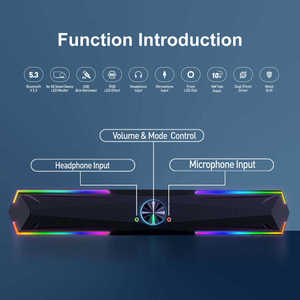 Barre de son portable RGB sans fil Bluetooth avec subwoofer pour PC, ordinateur, téléphone portable et jeux (compatible CKD/SKD) - Product Image 2