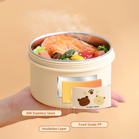 Boîte à lunch ronde sous vide thermos portable en acier inoxydable 304 pour enfants avec sac isotherme Conteneur à soupe Pot de stockage d'aliments chauds