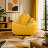 Fauteuils poufs en gros IStapromo – Fauteuil pouf une place en tissu de lin doux, forme goutte d'eau, housse amovible, pour adultes et enfants, style japonais