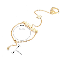 Cincin Baja Anti Karat Lapis Emas 18K Tahan Air, Rantai Tangan Terintegrasi, Cincin Terhubung dengan Rantai Pergelangan Tangan, Gelang Harness Cincin 2 in 1 Perhiasan